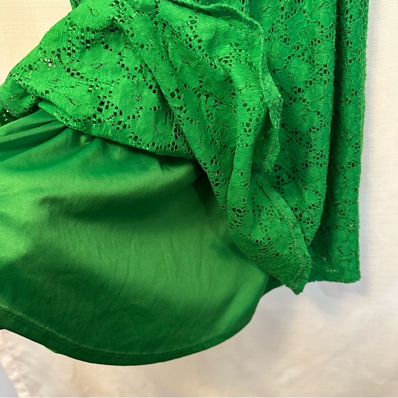 Xhilaration Emerald Green Floral Lace Elastic Waist Dress Size Small - Picture 5 of 14